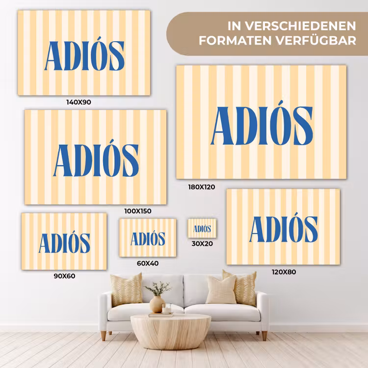 Blauw - Geel - Strepen - Adiós canvas 2cm klein -Xsfeer8_DE