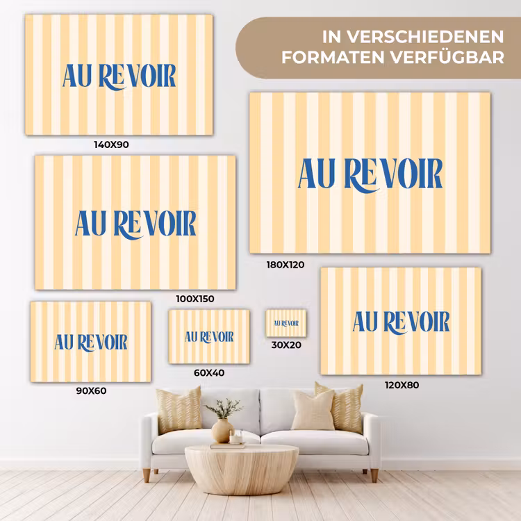 Alt: Blauw - Geel - Strepen - Au revoir canvas 2cm klein -Xsfeer8_DE