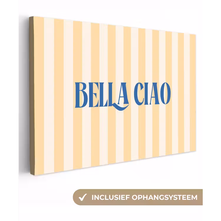 Blauw - Geel - Strepen - Bella Ciao canvas 2cm klein -3d