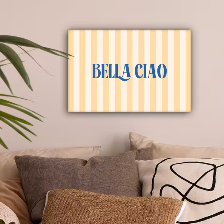 Blauw - Geel - Strepen - Bella Ciao canvas 2cm klein -sfeer1