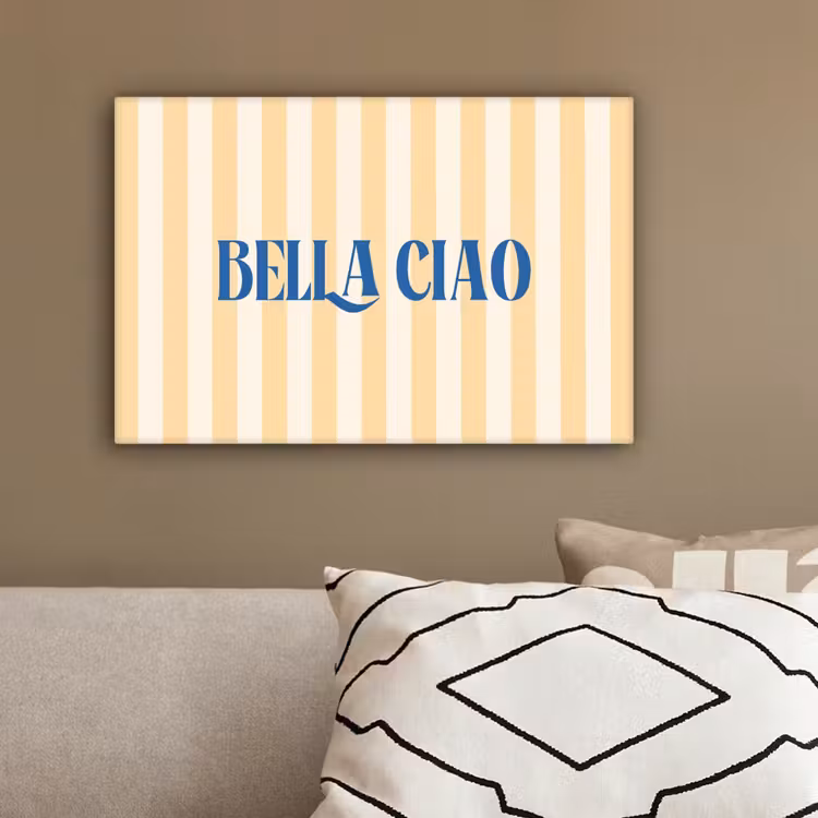 Blauw - Geel - Strepen - Bella Ciao canvas 2cm klein -sfeer3