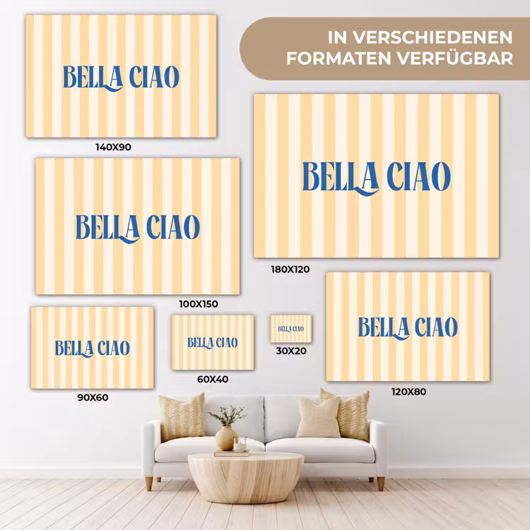 Blauw - Geel - Strepen - Bella Ciao canvas 2cm klein -Xsfeer8_DE