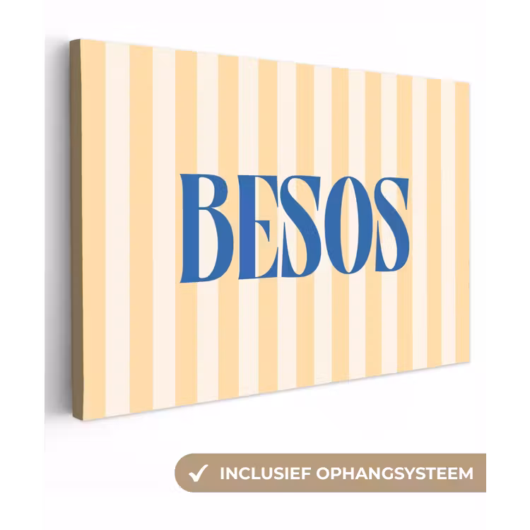 Blauw - Geel - Strepen - Besos canvas 2cm klein -3d