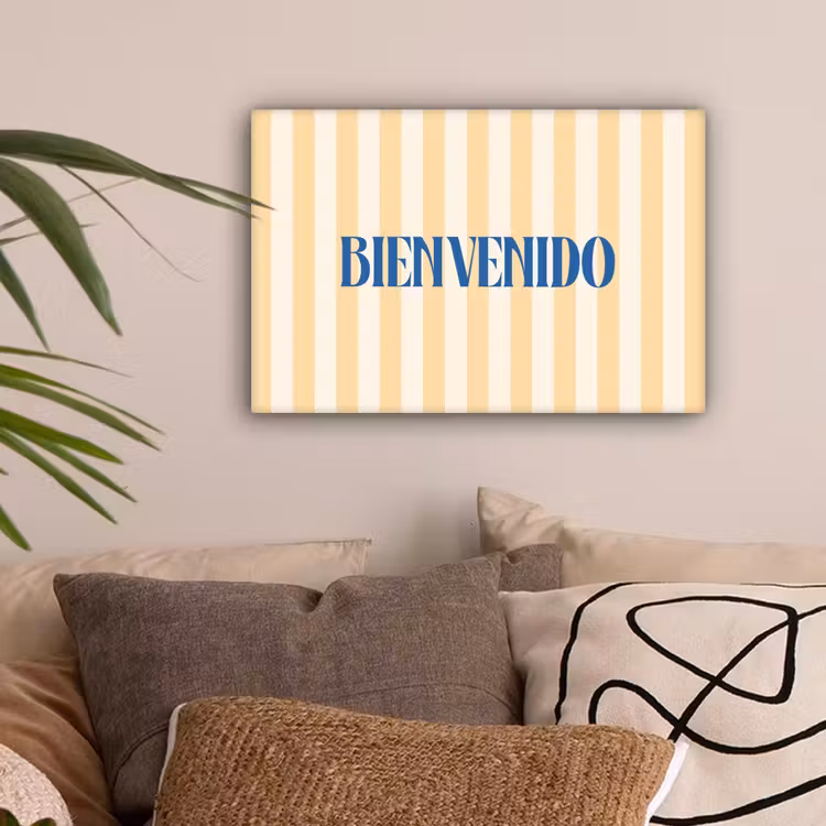 Blauw - Geel - Strepen - Bienvenido canvas 2cm klein -sfeer1