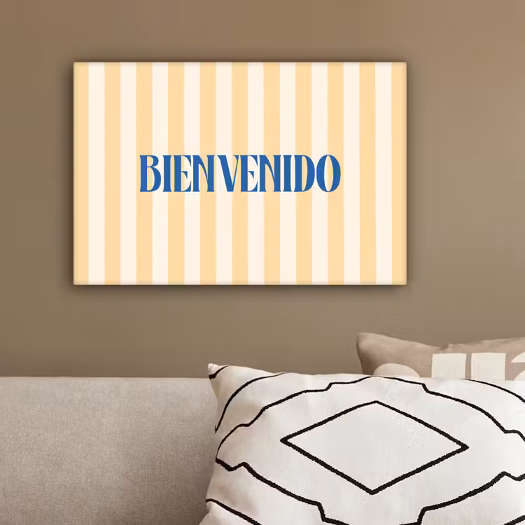 Blauw - Geel - Strepen - Bienvenido canvas 2cm klein -sfeer3