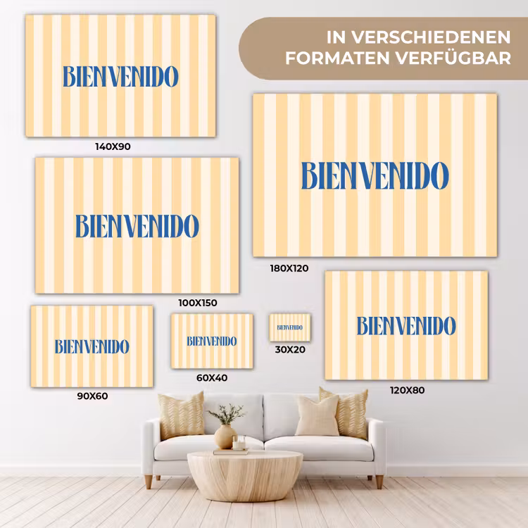 Blauw - Geel - Strepen - Bienvenido canvas 2cm klein -Xsfeer8_DE