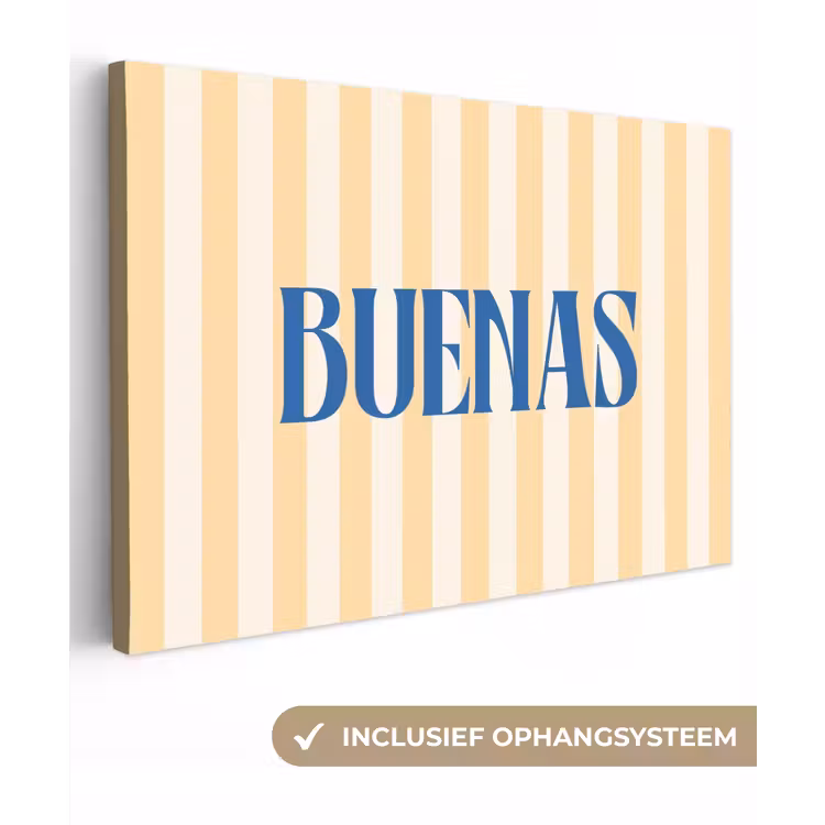 Blauw - Geel - Strepen - Buenas canvas 2cm klein -3d