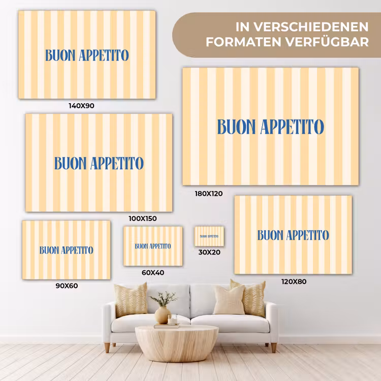 Blauw - Geel - Strepen - Buon Appetito canvas 2cm klein -Xsfeer8_DE