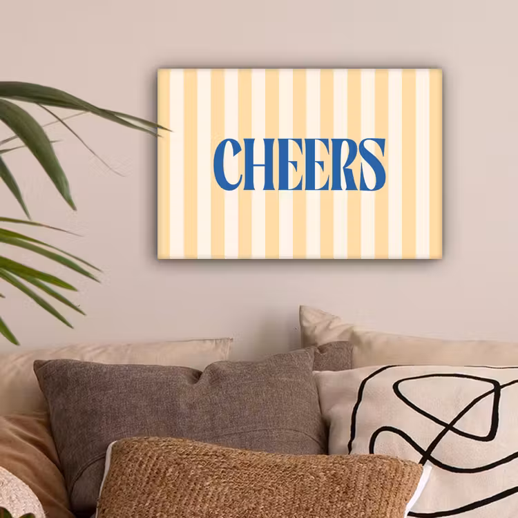 Blauw - Geel - Strepen - Cheers canvas 2cm klein -sfeer1