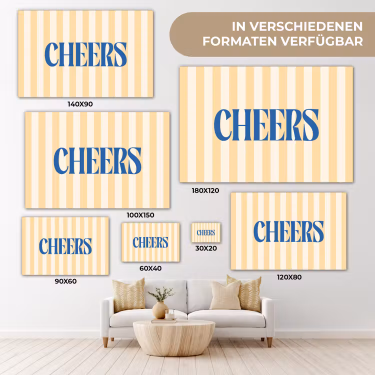 Blauw - Geel - Strepen - Cheers canvas 2cm klein -Xsfeer8_DE