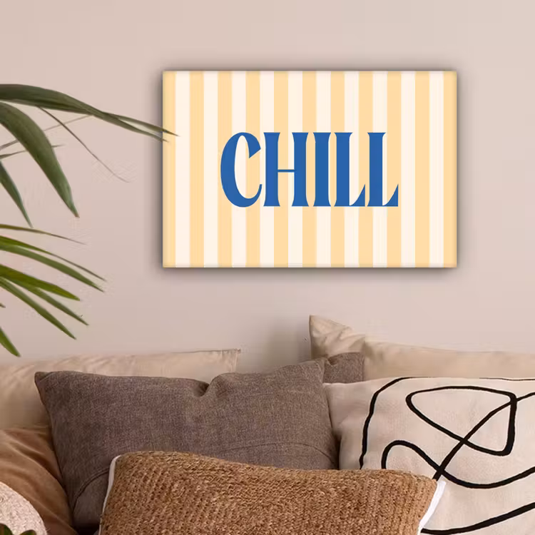 Blauw - Geel - Strepen - Chill canvas 2cm klein -sfeer1