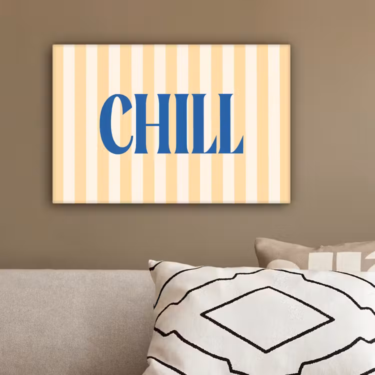 Blauw - Geel - Strepen - Chill canvas 2cm klein -sfeer3