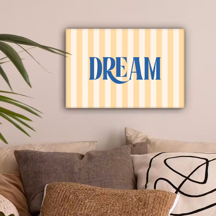 Blauw - Geel - Strepen - Dream canvas 2cm klein -sfeer1