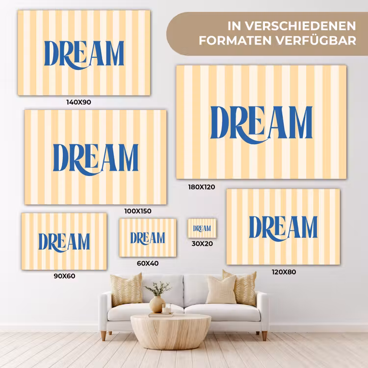 Blauw - Geel - Strepen - Dream canvas 2cm klein -Xsfeer8_DE