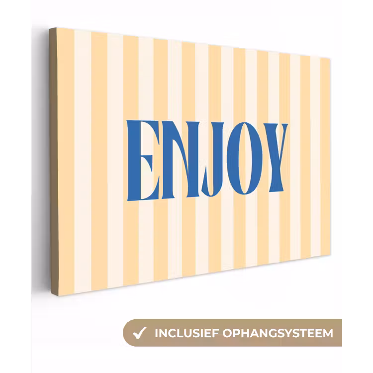 Blauw - Geel - Strepen - Enjoy canvas 2cm klein -3d
