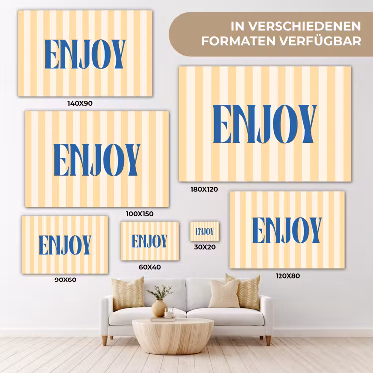 Blauw - Geel - Strepen - Enjoy canvas 2cm klein -Xsfeer8_DE