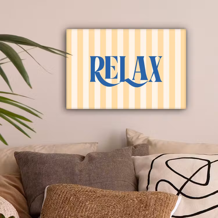 Blauw - Geel - Strepen - Relax canvas 2cm klein -sfeer1