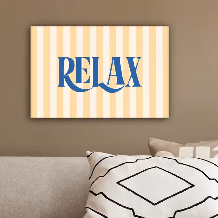 Blauw - Geel - Strepen - Relax canvas 2cm klein -sfeer3