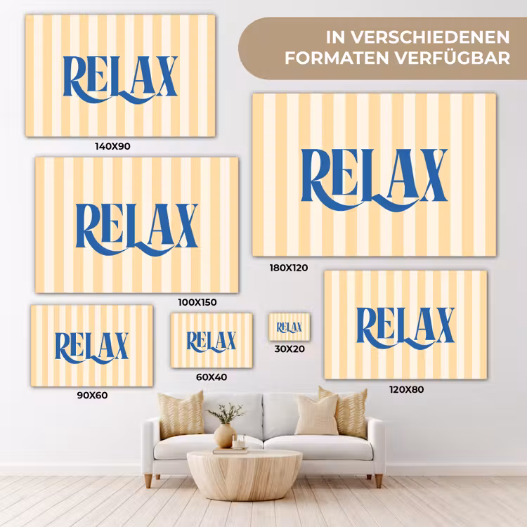 Blauw - Geel - Strepen - Relax canvas 2cm klein -Xsfeer8_DE