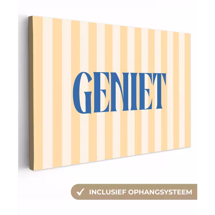 Blauw - Geel - Strepen - Geniet canvas 2cm klein -3d