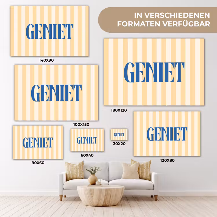 Blauw - Geel - Strepen - Geniet canvas 2cm klein -Xsfeer8_DE