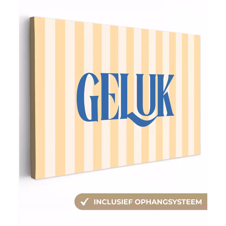 Blauw - Geel - Strepen - Geluk canvas 2cm klein -3d