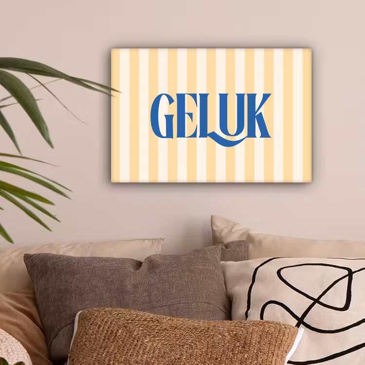 Blauw - Geel - Strepen - Geluk canvas 2cm klein -sfeer1