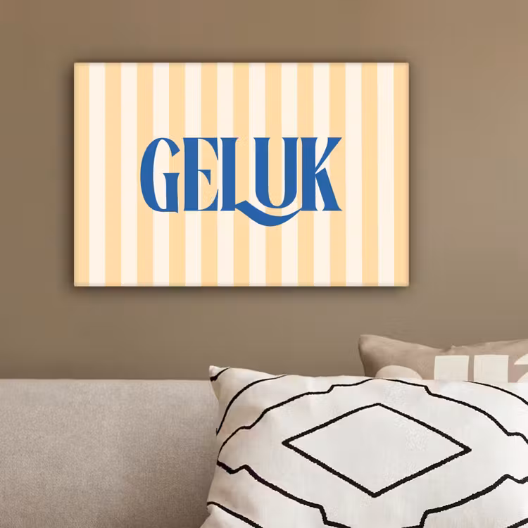 Blauw - Geel - Strepen - Geluk canvas 2cm klein -sfeer3