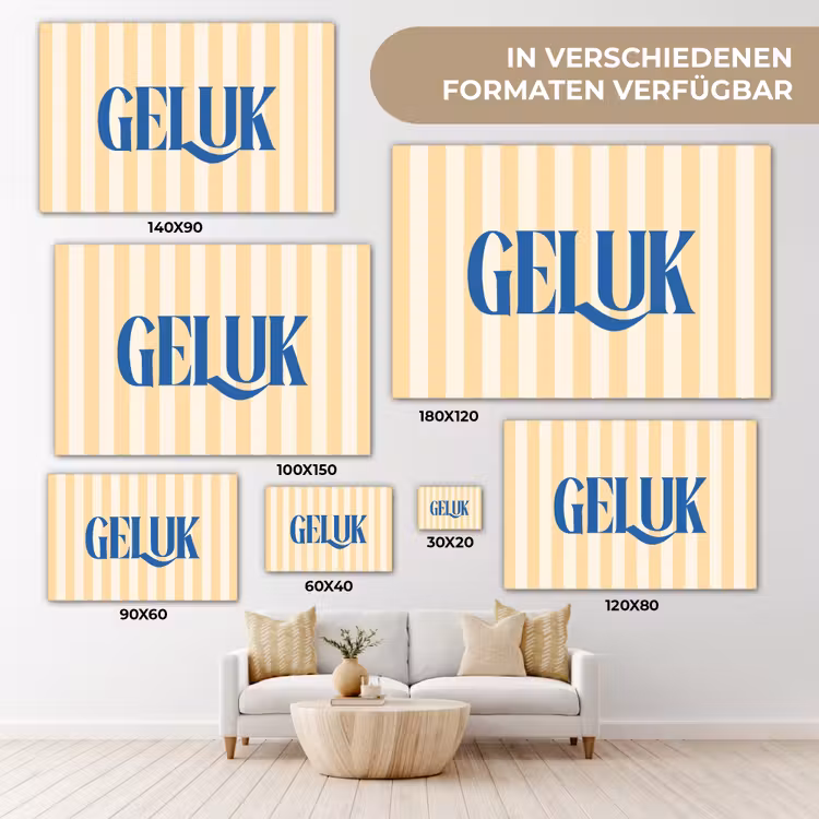 Blauw - Geel - Strepen - Geluk canvas 2cm klein -Xsfeer8_DE
