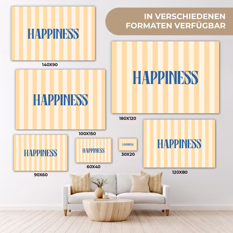 Blauw - Geel - Strepen - Happiness canvas 2cm klein -Xsfeer8_DE