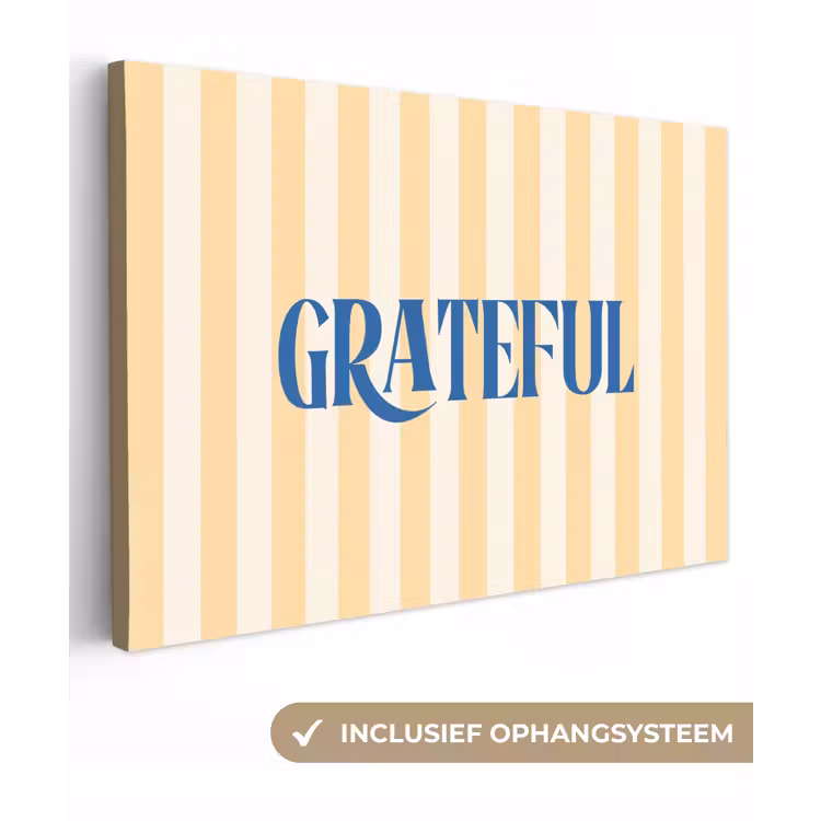 Blauw - Geel - Strepen - Grateful canvas 2cm klein -3d