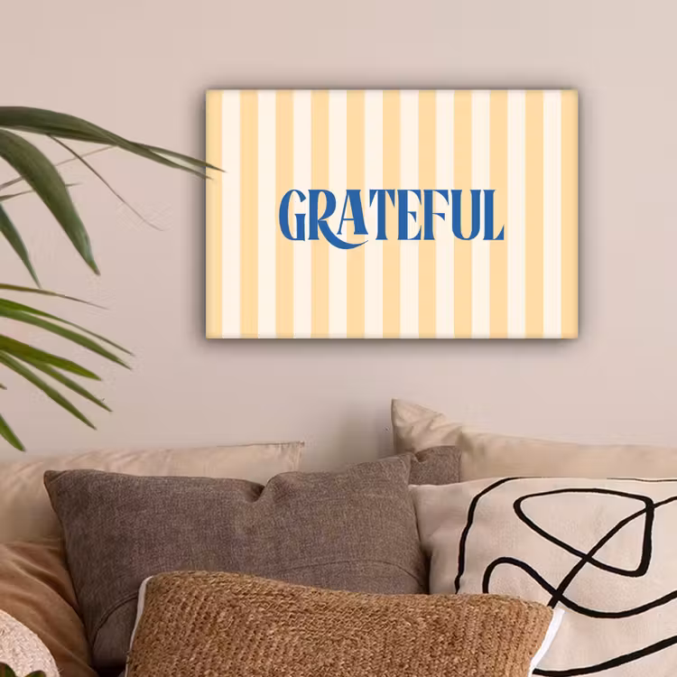 Blauw - Geel - Strepen - Grateful canvas 2cm klein -sfeer1