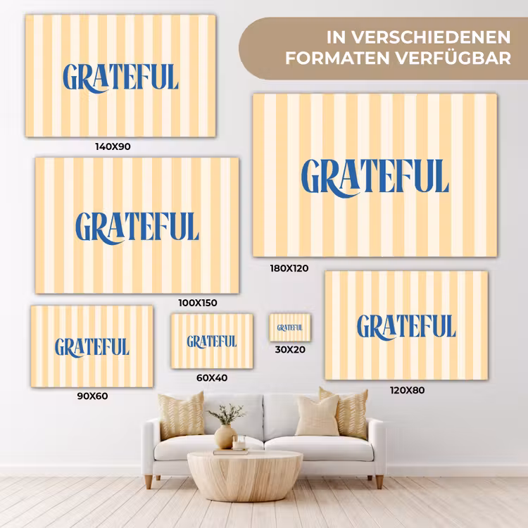 Blauw - Geel - Strepen - Grateful canvas 2cm klein -Xsfeer8_DE