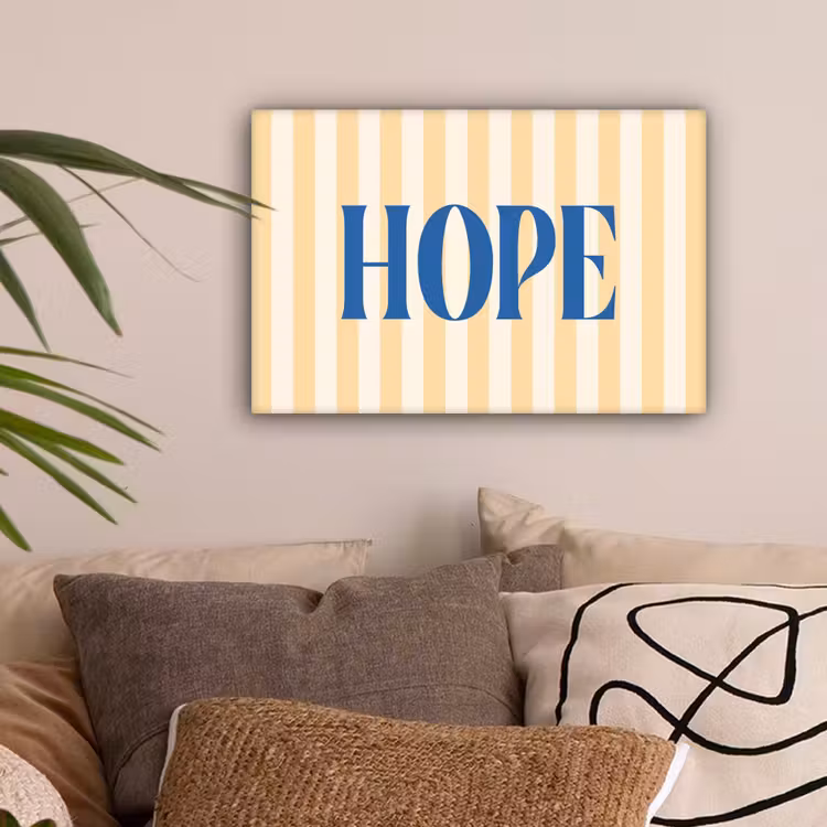 Blauw - Geel - Strepen - Hope canvas 2cm klein -sfeer1