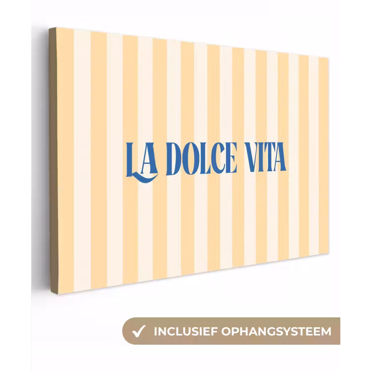 Blauw - Geel - Strepen - La Dolce Vita canvas 2cm klein -3d