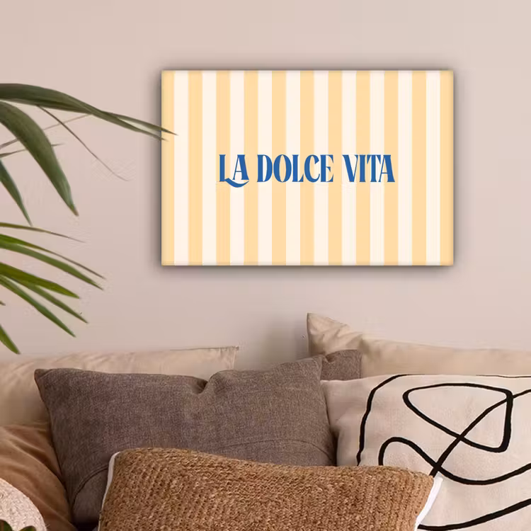 Blauw - Geel - Strepen - La Dolce Vita canvas 2cm klein -sfeer1