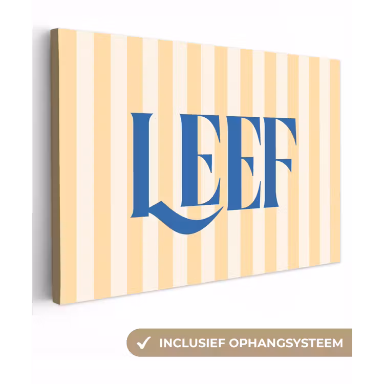Blauw - Geel - Strepen - Leef canvas 2cm klein -3d