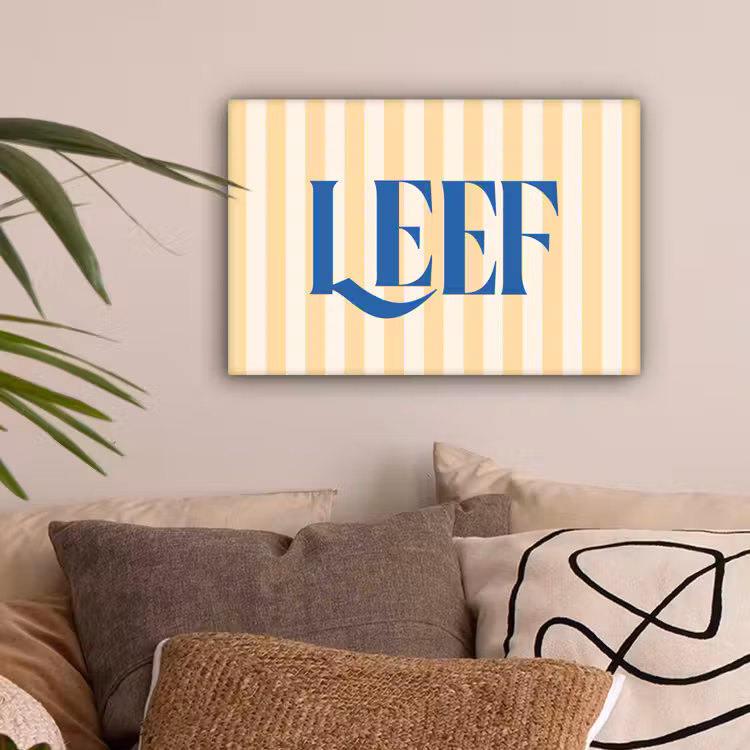 Blauw - Geel - Strepen - Leef canvas 2cm klein -sfeer1