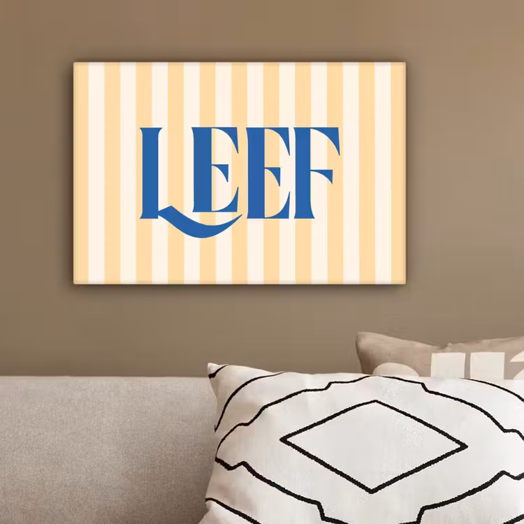 Blauw - Geel - Strepen - Leef canvas 2cm klein -sfeer3