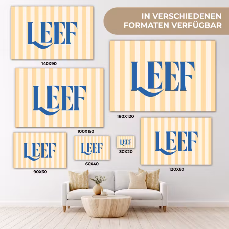 Blauw - Geel - Strepen - Leef canvas 2cm klein -Xsfeer8_DE