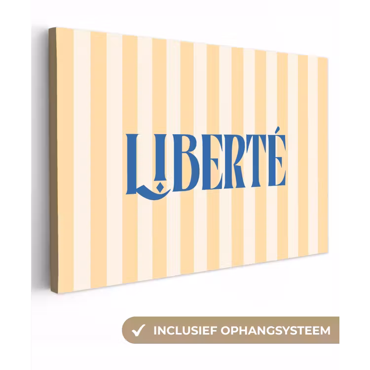 Blauw - Geel - Strepen - Liberté canvas 2cm klein -3d