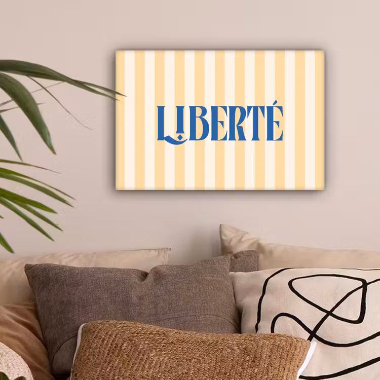 Blauw - Geel - Strepen - Liberté canvas 2cm klein -sfeer1
