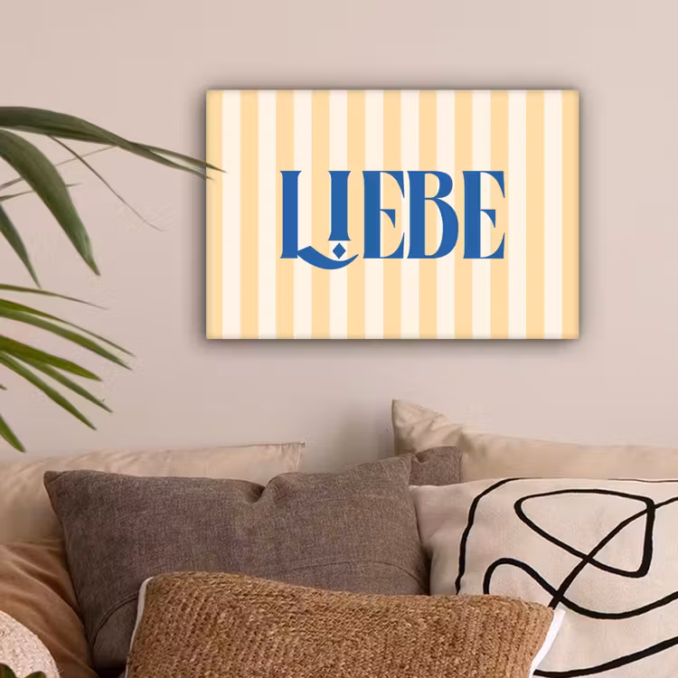 Blauw - Geel - Strepen - Liebe canvas 2cm klein -sfeer1