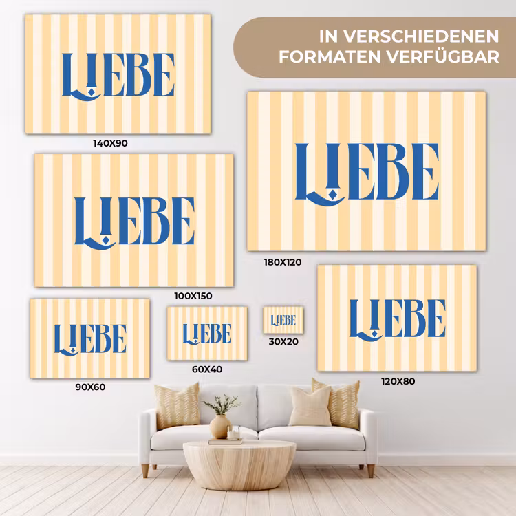 Blauw - Geel - Strepen - Liebe canvas 2cm klein -Xsfeer8_DE