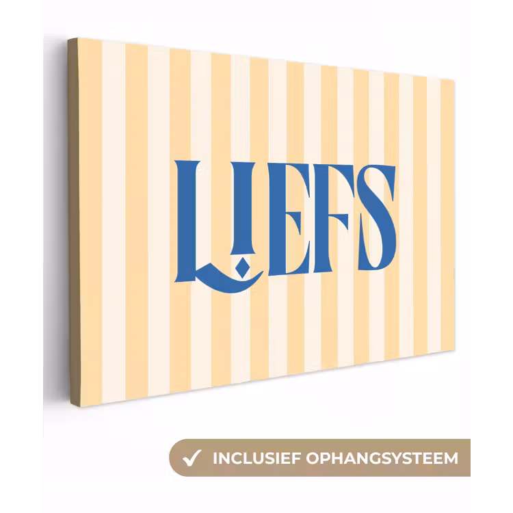 Blauw - Geel - Strepen - Liefs canvas 2cm klein -3d