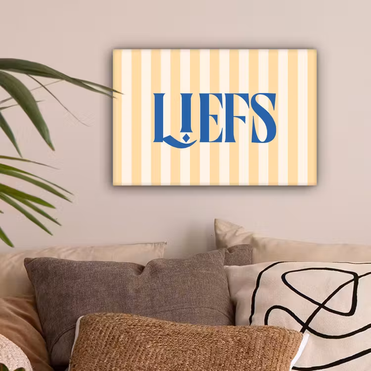 Blauw - Geel - Strepen - Liefs canvas 2cm klein -sfeer1