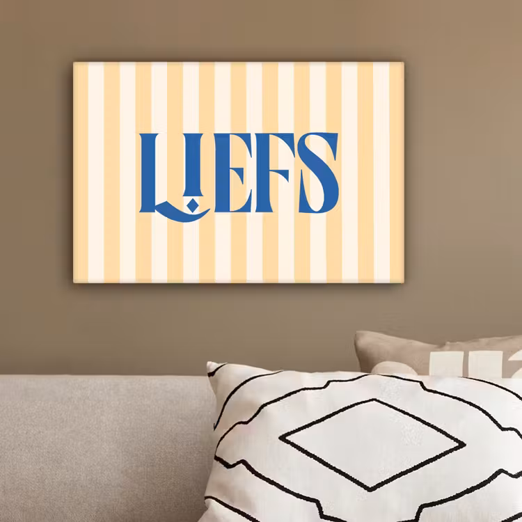 Blauw - Geel - Strepen - Liefs canvas 2cm klein -sfeer3