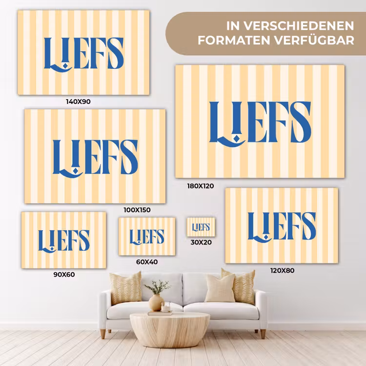 Blauw - Geel - Strepen - Liefs canvas 2cm klein -Xsfeer8_DE