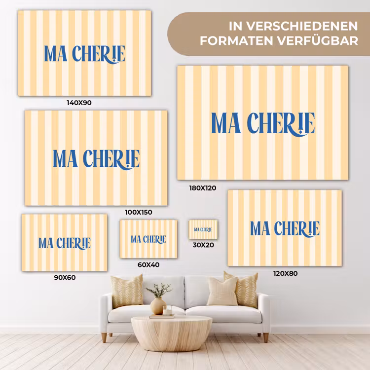 Blauw - Geel - Strepen - Ma Cherie canvas 2cm klein -Xsfeer8_DE