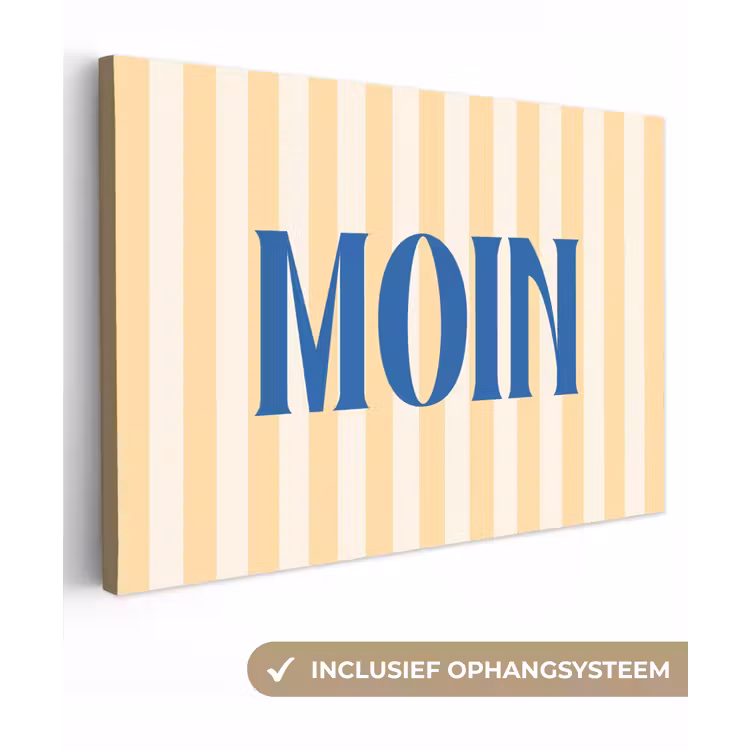 Blauw - Geel - Strepen - Moin canvas 2cm klein -3d